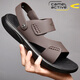 Camel Dynamic German Camel Dynamic Sandals Men's First Layer Cowhide Beach Shoes Trendy Summer Men's Casual Breathable Non-Slip Sandals Two-Wear Brown 698 (Leather Shoe Size) 44