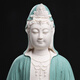 Oriental Clay <Sitting on the Rock Meditating on Guanyin> Living Room Ceramic Ornaments Dehua White Porcelain Sculpture Crafts D52-90B Sitting on the Rock Meditating on Guanyin Blue