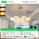 大观园（DGY）简约客厅吊灯创意卧室灯月球泡泡吊线灯卡通星球吊灯中山灯具001O 9734金色13头三色白球15cm大球款