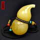 Amber school, one thing, one picture, one certificate, natural beeswax pendant, handle, gourd, amber pendant, chicken fat yellow, flawless, 81*39mm, 58.86g