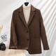Mushi, Herbst und Winter doppelseitige Herrenjacke 100% Wollmantel, Herrenanzugkragen, fester Farbknopf äußere Verschleiß Zy3012 Schwarz XL