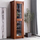Chen Fei Furniture Chinese solid wood wine cabinet TV cabinet side cabinet single door narrow cabinet multi-functional glass small apartment living room storage cabinet walnut color