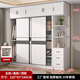 Bai Qian Free Installation Wardrobe Bedroom Storage Cabinet Sliding Door Wardrobe Simple Sliding Door Large Wardrobe Three Doors 1.8 Meter Main Cabinet + Top Cabinet + Side Cabinet