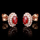 Tingliang 1.36 carat ruby earrings, 18K gold inlaid diamond colored gem earrings, a pair (ready in stock)