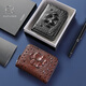 
Oulol crocodile pickup bag new multi-card small handbag genuine leather bag men's light luxury card clip business card bag black belly-hand sewing