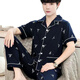 Pretty Ya (Qiaoliya) Pure Cotton Herren-Sommerpyjamas kurzärmeliger Anzug Dünne Sommerhosen Männer mittleren und älteren Frühlings- und Herbststilen Home 698 3xl (Empfohlen 180-200 Jin [Jin gleich 0,5 kg]))
