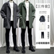 GXMY MID-Länge Windbrecher Herrenanzug Herbst- und Wintertrends Eine Reihe hübscher passender Kleidung für den dreiteiligen Set von Männern 1591 Schwarzer Jacke Black Pullover Anzug XL