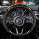 Dapperd adapté à Mazda 3 Anksela CX-5/30 Ruiyi CX-684 Artez en cuir Capier de volant Couverture de voiture Couvercle de la voiture Round Clear Fibre de carbone [modèle noir]