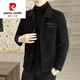 Pierre Cardin high-end brand men's woolen jacket men's short autumn and winter cotton and thick woolen jacket men's Korean casual tops slim winter knitted 8222 black cotton cotton thickened 3XL 150-165Jin Jin equals 0.5 kg