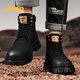 Jeep Big Yellow Boots Jeep High Top Martin Boots Schnürmodus vielseitige Arbeitsstiefel Herrenstiefel Motorrad Lederstiefel City Lederschuhe schwarz 41