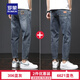 Lomon jeans men's autumn and winter new style plus velvet loose straight trend 2025 casual trousers versatile pants men's 306 blue gray + 6621 blue 36 (165-180Jin Jin equals 0.5 kg)
