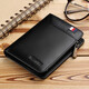 Emperador Paul Wallet Capa de cuero corta para hombres Capa de cuero Vacada Tarjeta vertical Bolsa con cremallera Licencia de conducir Licencia de conducir billetera Black