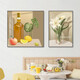 Pintura decorativa del restaurante Nuanju Flower Modern Simple Living Sala Sofá Pintura de pared colgante Nuevo dormitorio Mural T1591 Izquierda 80*80/derecha 60*80cm Film de cristal Marco de metal