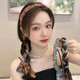 Suyi embroidery retro chain headband streamer headband one-piece satin fabric headdress temperament non-slip hair accessories blue streamer headband