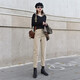 Mushi Demi White Plus Velvet Jeans für Frauen Gerade lösche neue vielseitige Herbst- und Winterhoch-Taille, die neun Punkte ungezwungene Zigarettenhosen schwarzer Single-Knopf (plus Samt) 13588 26 schlächen