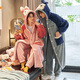 Delia coral velvet couple pajamas for women in autumn and winter long-sleeved bathrobe extended men's nightgown couples can wear home clothes outside 9922 M women (recommended 80-100 Jin [Jin equals 0.5 kg])