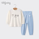 Puppy Big Children's Souswear Set Pure Cotton Garçons Bébé Bébé Automne Vêtements et pantalon High Waist Baby Pajamas Spring and Automne Femme 1423 Little Frog 90 cm Recommandé 18-24 mois