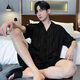 Meng Laiting pajamas men's summer ice silk short-sleeved thin summer men's imitation silk summer home clothing set [ice silk] S1203 men L