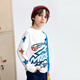 MQD (MQD) MQD boys' autumn college style raglan sleeves contrasting asymmetric long-sleeved T-shirt in white 130