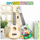 Montage kleiner Gitarre Ukulele DIY handgefertigtes hausgemachter Materialbeutel mit handbemaltem Holzgraffiti 21 Zoll rund-set zwei 21 Zoll