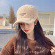 Red Dragonfly Hat Women's Autumn and Winter Korean Version Ins Letters Wide-brim Baseball Cap Showing Face Small Plus Velvet Thickening Warm Peaked Cap Beige One Size Adjustable Hat Circumference (56-60CM)