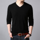 Hengyuanxiang Knitted Sweater Men's 2020 Autumn and Winter Thin Solid Color Sweater Simple Pullover V-neck Knitted Bottoming Shirt Top 25236006 Dark Gray 180/96A