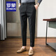 Romon Schwarze Hosen Frühlings- und Herbst-Businesshosen formelle Verschleiß Herren-Freizeit-Neun-Punkte-Hosen koreanischer Stil kleiner Fußanzug Hosen K753 Dunkelgraue Neun-Punkte-Hosen 28 Größe 45-50 kg Geeignet