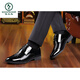 
Woodpecker Real Soft Leather Suit Men's Leather Shoes Men's Flat Groom Gloss Glossy Official Wedding Shoes Young Pointed Toe Boys Casual Wedding Shoes Spring and Autumn 9903 Glossy Black 39