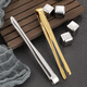 Molosun Japanese style 304 stainless steel barbecue tongs golden barbecue tongs extended food tongs steak tongs BBQ buffet food tongs bare body barbecue tongs medium size 24cm - silver