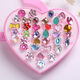 Qumeisi new children's ring ring cartoon girl princess jewelry imitation crystal gemstone girls jewelry gemstone style 36 mix and match box