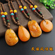 Maibaofang honey wax pendant imitation retro old necklace safe buckle gourd long sweater chain ethnic style men and women accessories hanging water drop wood bead chain