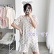 婉曼朵夏季加肥加大码300斤睡衣女棉质短袖休闲宽松胖mm300斤家居服套装 h12187# 3XL 码 200斤以内