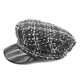 Sombrero de limón para mujeres, sombrero octogonal a cuadros Sombrero de calabaza de seda brillante, sombrero de pintor de algodón de algodón de estilo británico estilo negro octogonal negro L (58-60 cm)