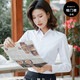 Nobel Paul shirt for women long-sleeved professional white shirt for iron-free slim commuter formal work clothes can be customized LOGO interview suit White plain 15620 39/2XL [Suggested 125-135Jin [Jin equals 0.5 kg]]