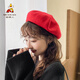 Scarecrow beret women's autumn and winter hat fashion versatile warm ins Korean version of the trendy internet celebrity style painter hat for women big red regular version