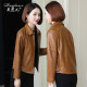 Lingfaner Haining genuine leather jacket women's spring and autumn new sheepskin jacket leather jacket short black 2XL