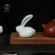 Tinghuai kiln Ru kiln rabbit tea art tea table exquisite tea pet ornaments can raise creative Ru porcelain tea set small ornaments Egg green glaze tea pet jade rabbit