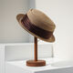 Gongbaicao elegant top hat French flat top hat spring and summer concave top rolled straw hat women's sun hat black hat 55-58cm adjustable