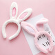 Lingchuan Little Rabbit Rabbit Ears Hairpin Hairpin Hairpin Women's Headdress White Cute Children's Plush Headband 1_Short-haired White Rabbit Headband