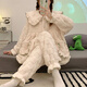 
Catman (MiiOW) Princess Style Pajamas for Women in Winter Plush Doll Collar Coral Velvet Thickened Heat-Reserving Flannel Home Clothing Set Outdoor Wear 6630 L 100-120Jin [Jin equals 0.5 kg]