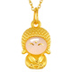 Gold pendant for women gold inlaid jade little cute Buddha 999 solid gold hard gold Hetian jade happy Maitreya Buddha birth year jewelry pure gold happy cute Buddha pendant free gold plated silver necklace free certificate