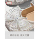 Ariaca Ariasu 2025 new rhinestone children's shoes summer bow soft sole Children's Day girls' princess shoes silver 29 inner length 18.3/suitable for foot length 17.5