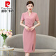 Vestido de pierre cardin vestido cheongsam para mujeres en verano temperamento joven feliz vestido de novia de suegra