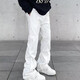 
Black box white American high street jeans men's autumn new work style ins loose slim micro-tender versatile straight trousers WKXS-K691 black XL