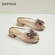达芙妮（DAPHNE）拖鞋女外穿夏2024夏季新款女鞋网纱包头女拖居家夏天配裙子凉拖 杏色 36 (230mm) 标准码
