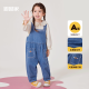 Dudujia girls overalls spring children's trousers spring baby retro fashion pants children's clothing baby clothes wp denim blue 90