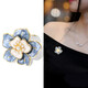 He Niang high-end small fragrance camellia brooch temperament enamel painted flower brooch jacket suit accessories corsage haze blue camellia back brooch