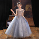 Little Kayi Dicke Kinderkleid Prinzessin Rock High-End Girls Piano Performance Kleidung Langarm Blumen Kinder Hochzeitskleid Little Girl Host Sommer Champagner 1591 Kurzfront und langhältiger Rücken 150