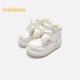 Balabala children's shoes children's boots girls winter baby cotton boots plus velvet thickening snow boots bow fashion warm and non-slip white tone 00311 21 size