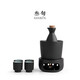 Thirty-nine Chu silk wine warmer set, Japanese style wine scalding pot, household sake wine set, heating rice wine, cooking wine, wine warmer, wine glass and wine set, scalding wine pot, household Chu silk black pottery 4 cups + wine warmer + wine warmer (free a box of candles)